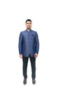 Handmade Men's Black, blue Jacquard Silk Jacket and black trouser combo Perfect for wedding Occasion or Party wear