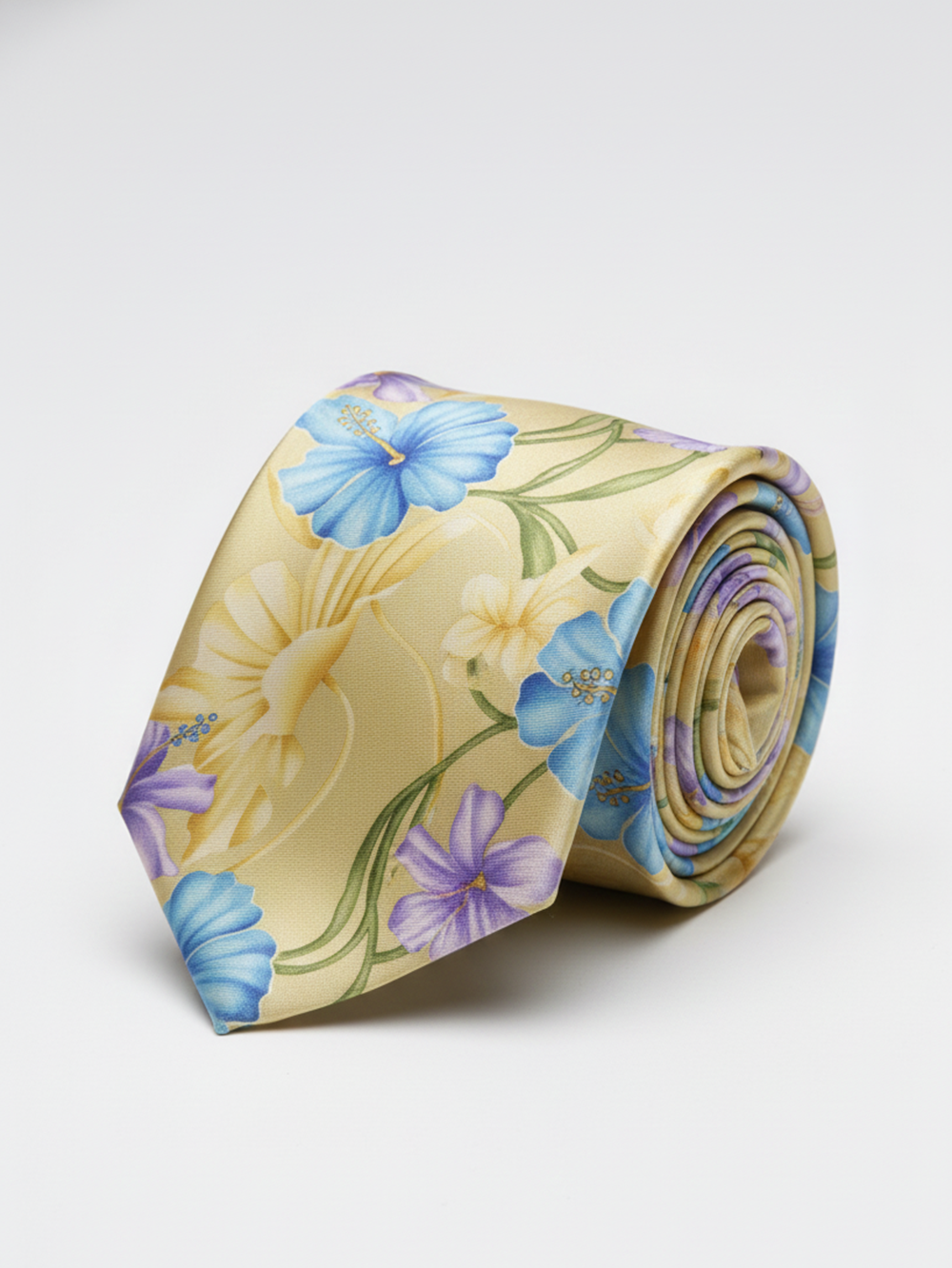 Luxury Golden Floral Printed Silk Tie for Men – Elegant Designer Necktie