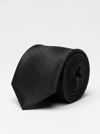 Premium Dark Patterned Silk Tie for Men – Classic Formal Necktie
