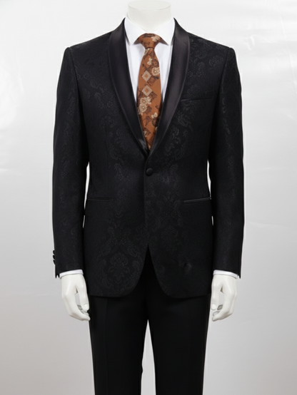 Brown Art Silk Tie with Floral Design