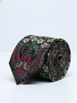 Luxury Handcrafted Silk Tie with Ornate Floral Motif – Black