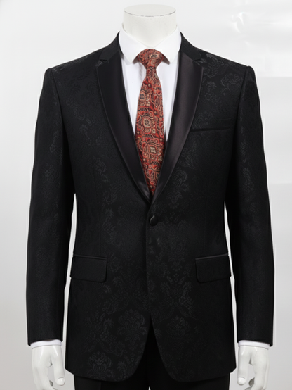Red Art Silk Tie with Black & Golden Work – Premium Elegant Design