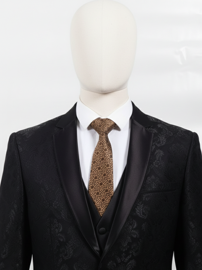 Brown Art Silk Tie with Pattern – Elegant Woven Style
