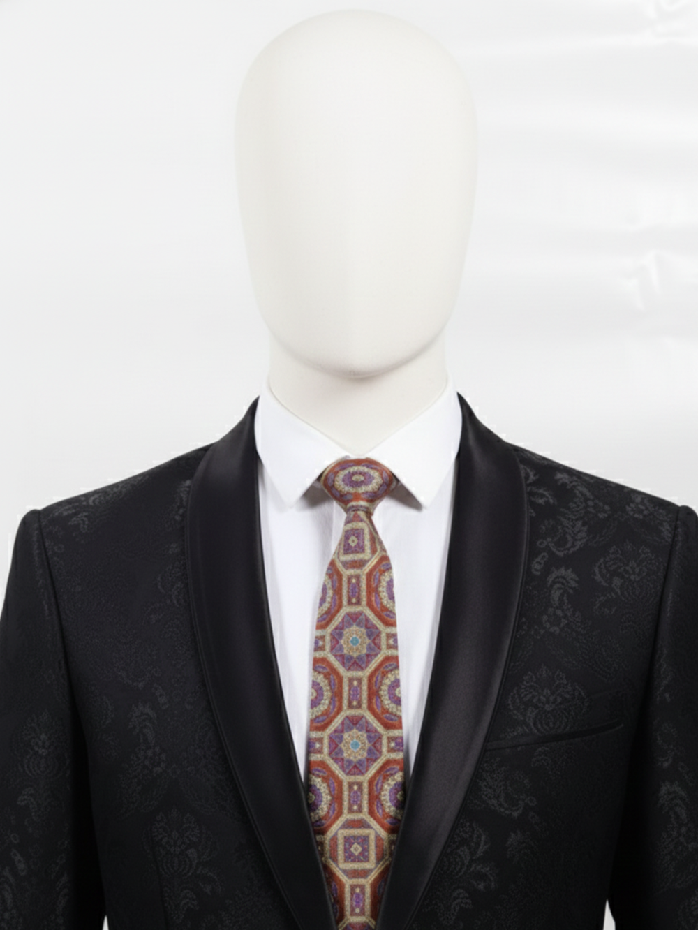 Art Silk Medallion Tie in Brown & Rust Classic Elegance Wear