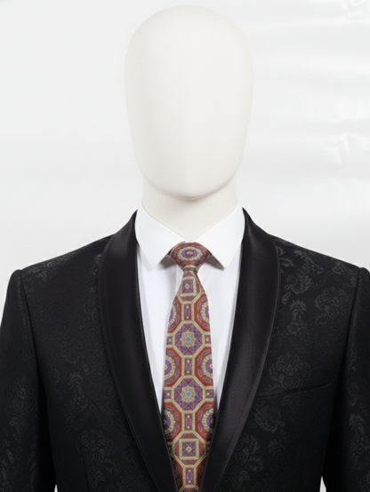 Art Silk Medallion Tie in Brown & Rust Classic Elegance Wear