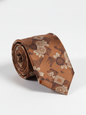 Brown Art Silk Tie with Floral Design