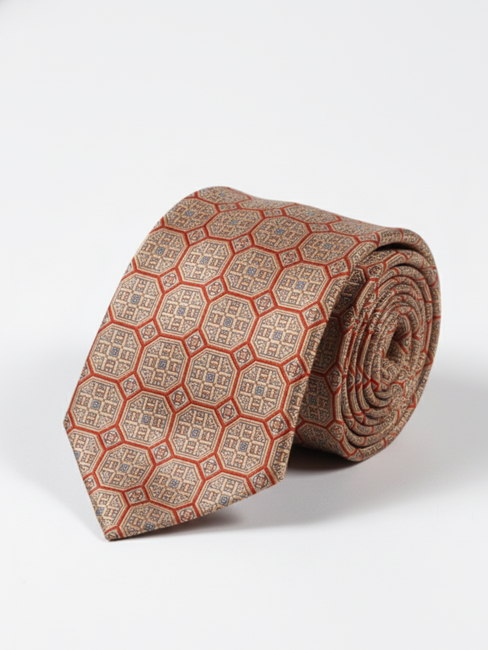 Cream Art Silk Tie with Dark Cream Lines – Subtle Striped Elegance