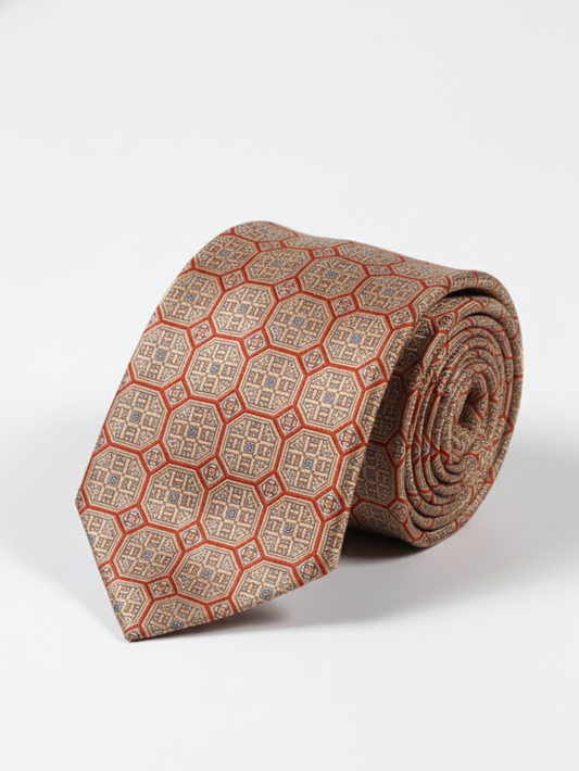 Cream Art Silk Tie with Dark Cream Lines – Subtle Striped Elegance