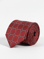 Red Art Silk Tie with Grey Lines – Classic Striped Design