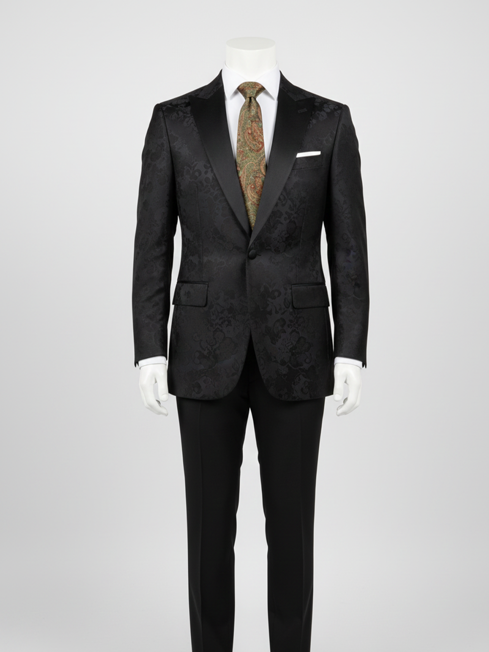 Elegant Green Necktie with Golden & Red Detailing