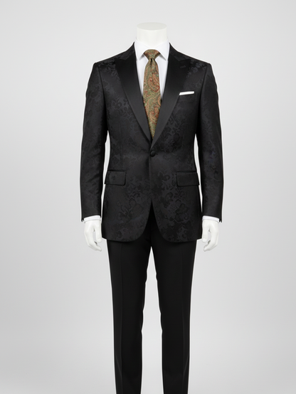 Elegant Green Necktie with Golden & Red Detailing