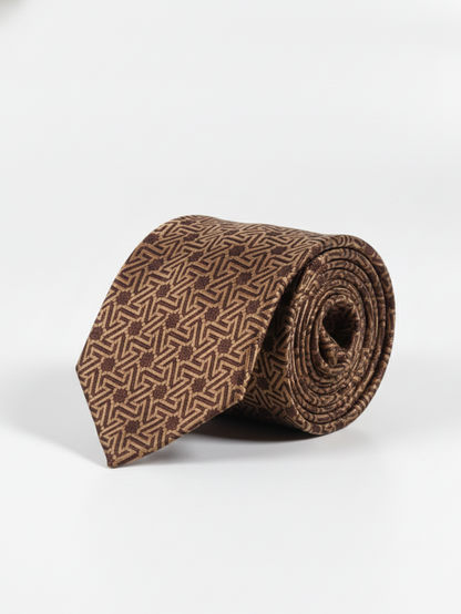 Brown Art Silk Tie with Pattern – Elegant Woven Style