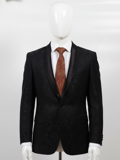 Luxury Red Necktie with Elegant Golden Embroidery