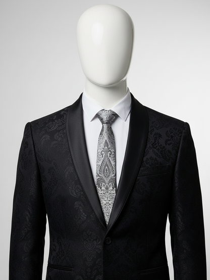 Classic Black & White Necktie – Timeless Contrast Design