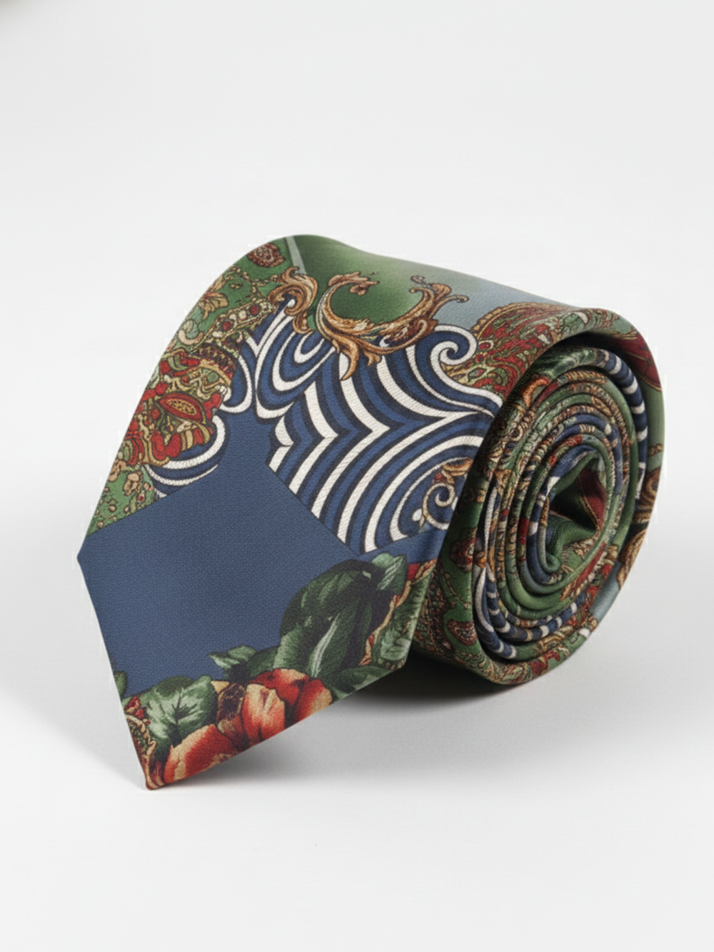 Stylish Blue Necktie with Modern Printed Design