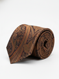 Classic Brown Paisley Necktie with Elegant Woven Detailing