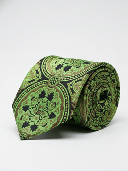 Elegant Green Necktie – Dark & Light Shade Woven Design