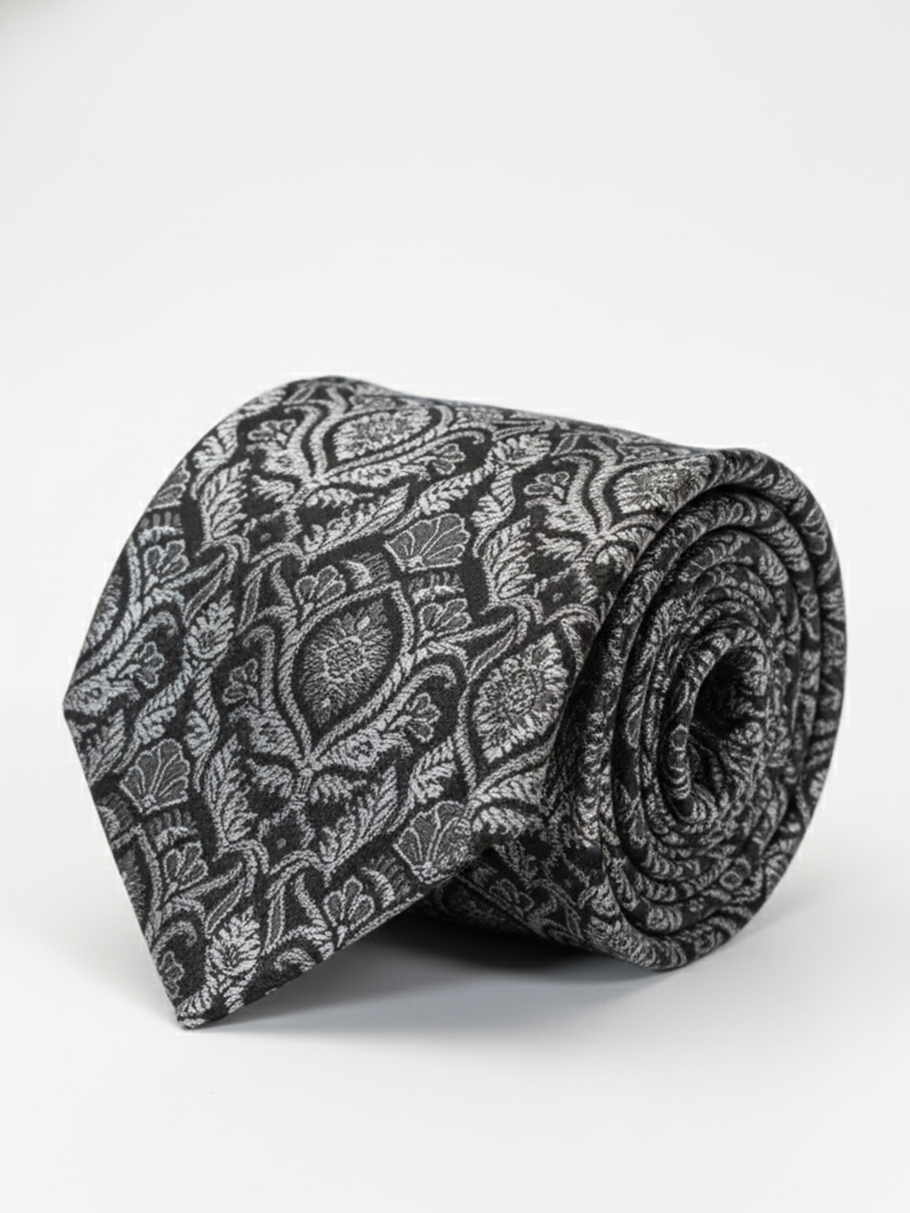 Classic Black Tie with White Print – Modern Elegance