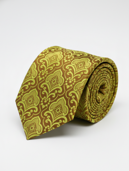 Elegant Yellow & Brown Tie – Bold Style Meets Classic Charm