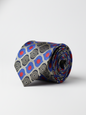 Blue Tie with Red Dots & Black Work – Stylish Designer Necktie