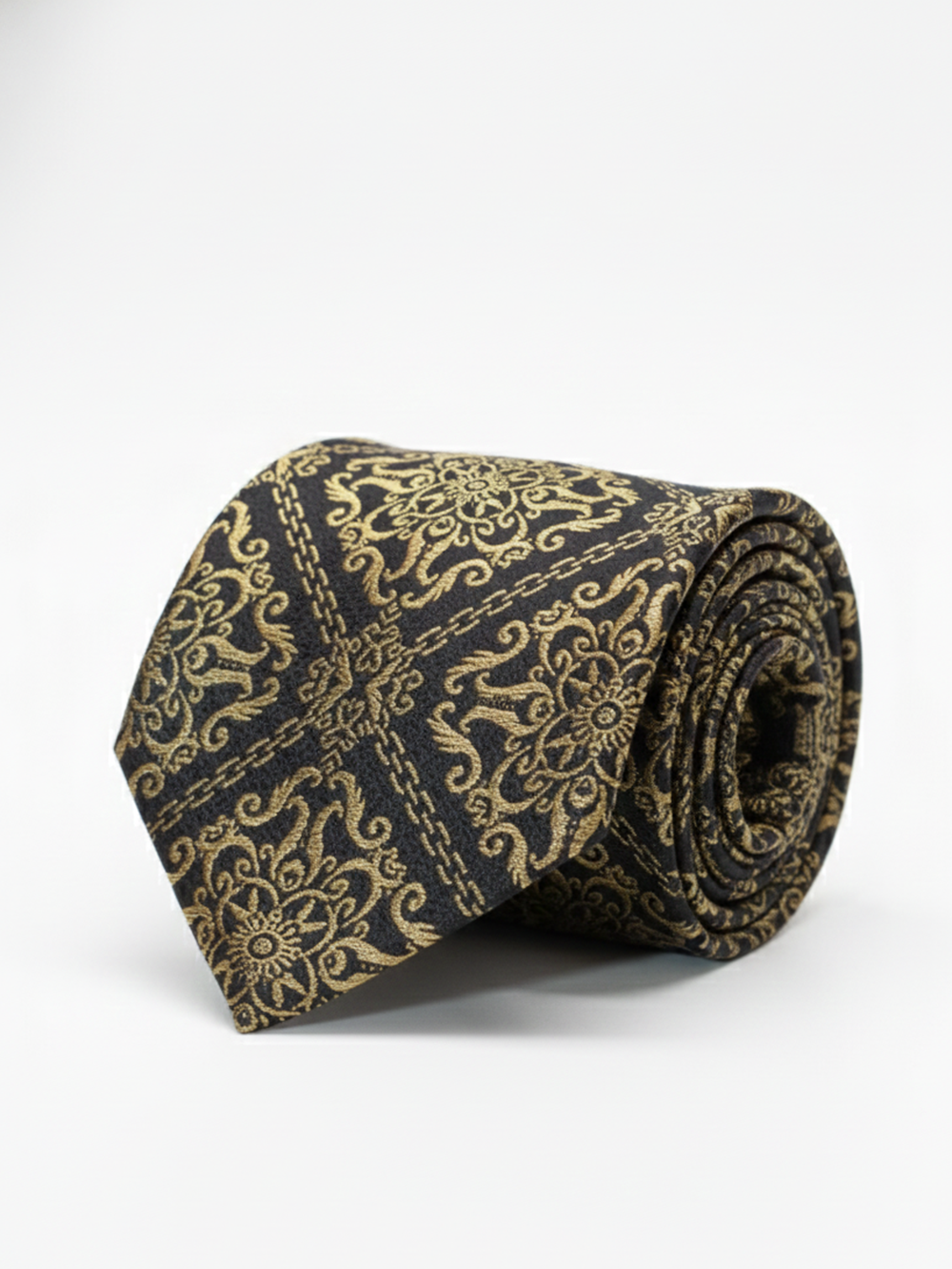 Black Tie with Heavy Golden Work – Luxury Statement Necktie